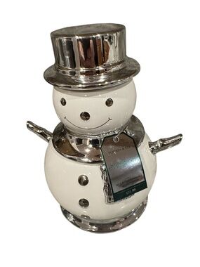 Slatkin & Co. 2008 snowman candle silver-accented trim and a top hat lid NWT
